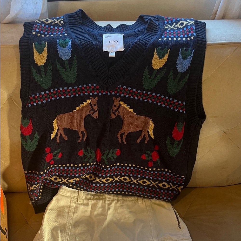 FOUND Horse Pattern Sweater Vest